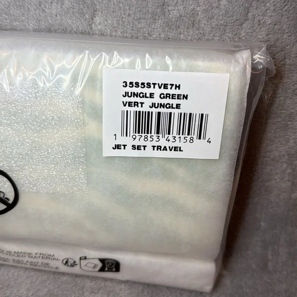 💚MICHAEL KORS💚Jungle Green Jet Set Travel Zebra Print Calf Hair Cont Wallet/NWT - Picture 7 of 9